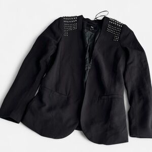 H&M Black Blazer with Studded Shoulders